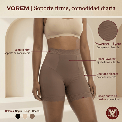 Short cachetero cocoa VOREM de control suave y ajuste cómodo