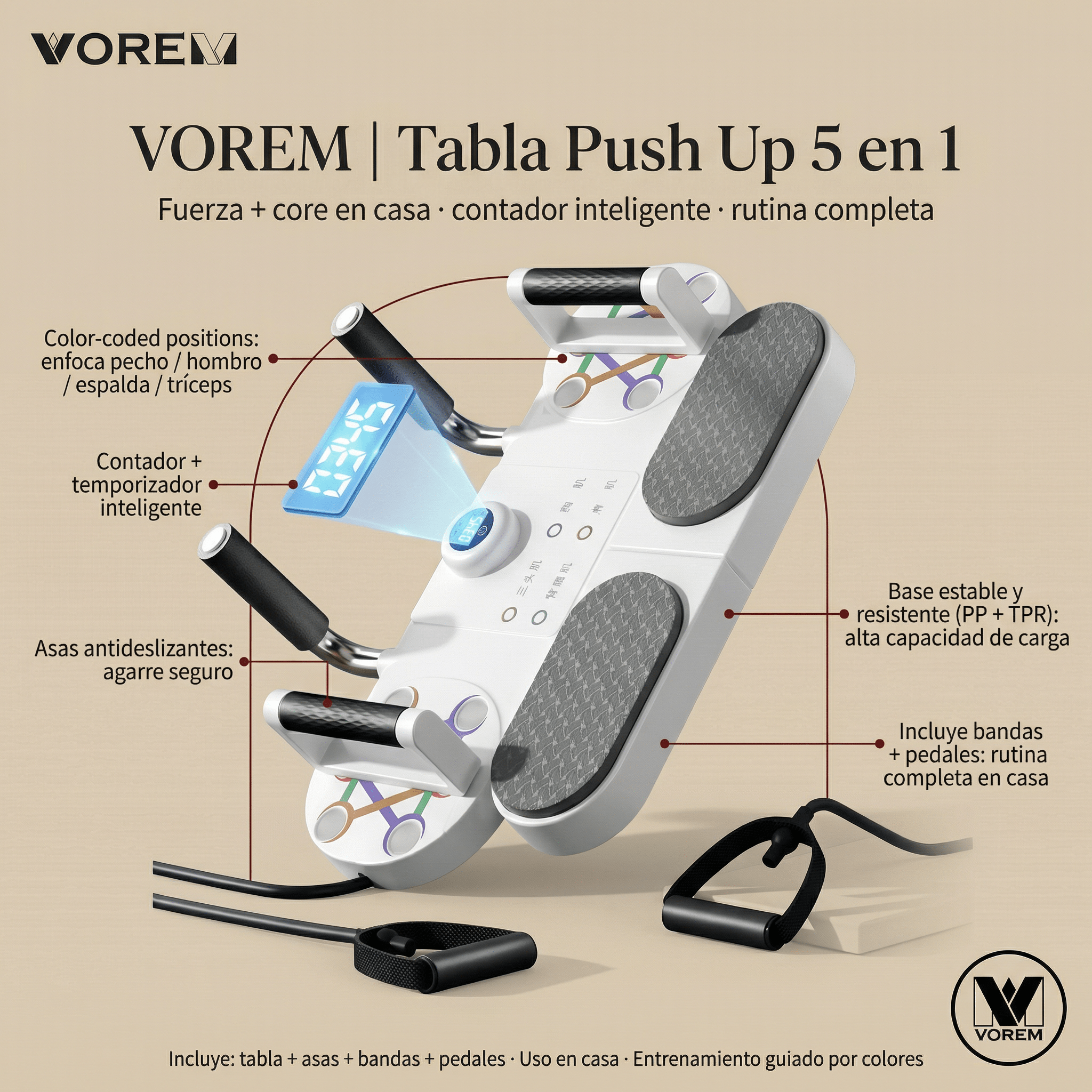 Tabla Push Up 5 en 1 VOREM | VOREM Colombia